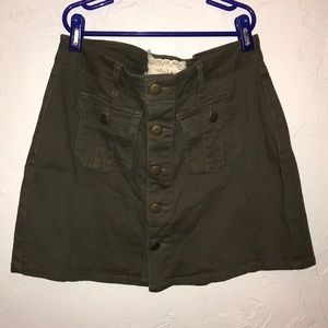 Altar’d State Olive Green Button Up Skirt